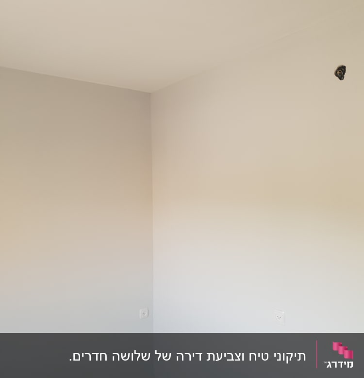 קירות צבועים בלבן עם שקעי חשמל